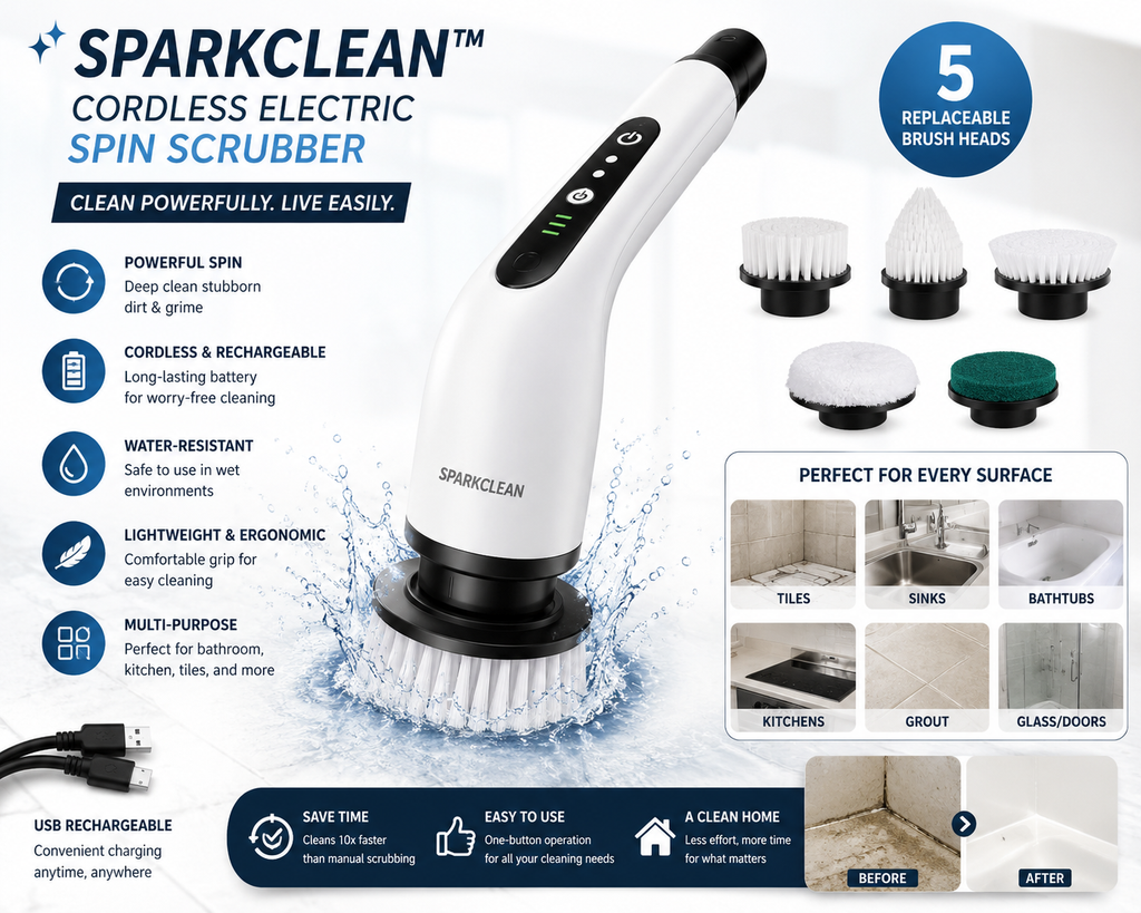 SparkClean Cordless Electric Spin Scrubber